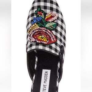 Steve Madden Gingham Flats with Floral Embellishments